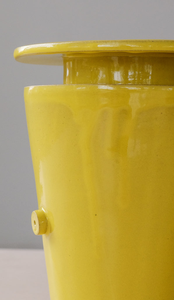 B Zippy Gloss Yellow Wide Saucer Vase