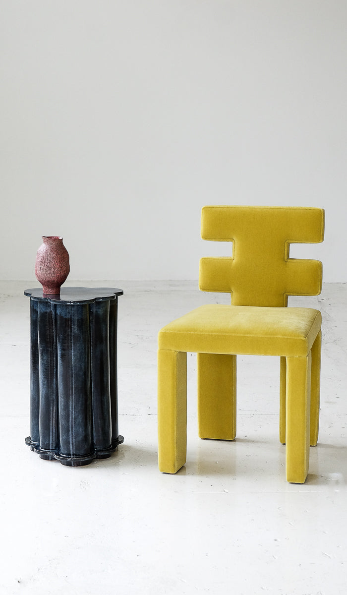 B Zippy Pam's Blue Tall Ruffle Side Table