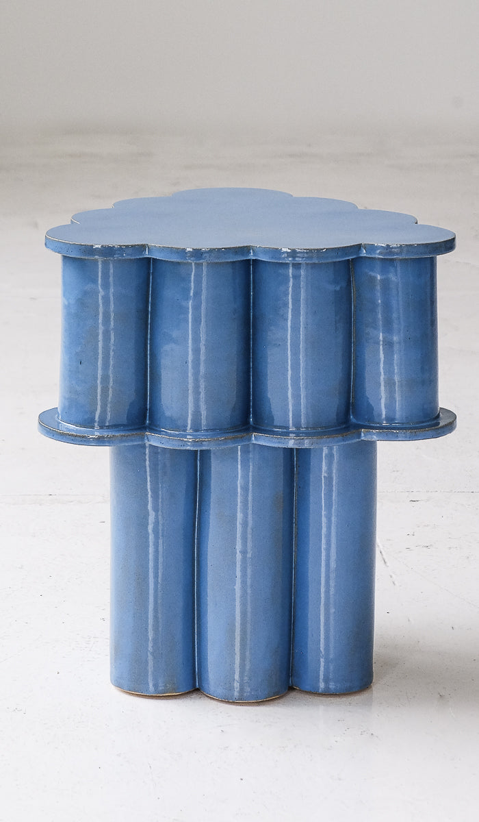 B Zippy Blue Opal Double Tier Ruffle Side Table