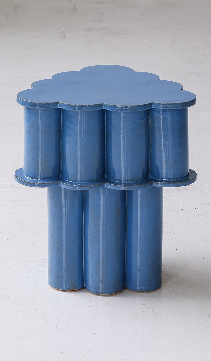 B Zippy Blue Opal Double Tier Ruffle Side Table