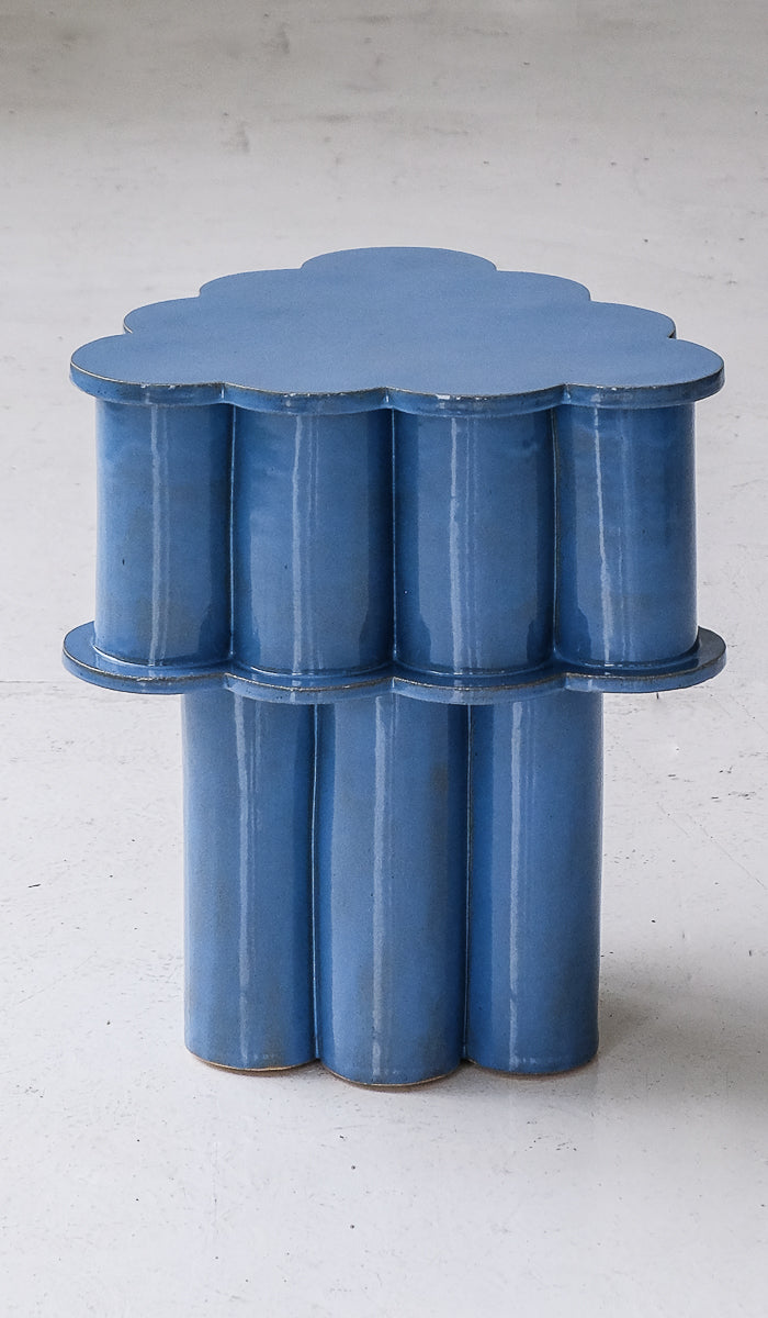 B Zippy Blue Opal Double Tier Ruffle Side Table