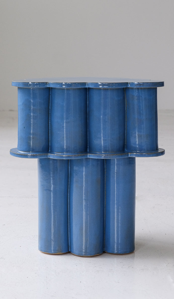 B Zippy Blue Opal Double Tier Ruffle Side Table