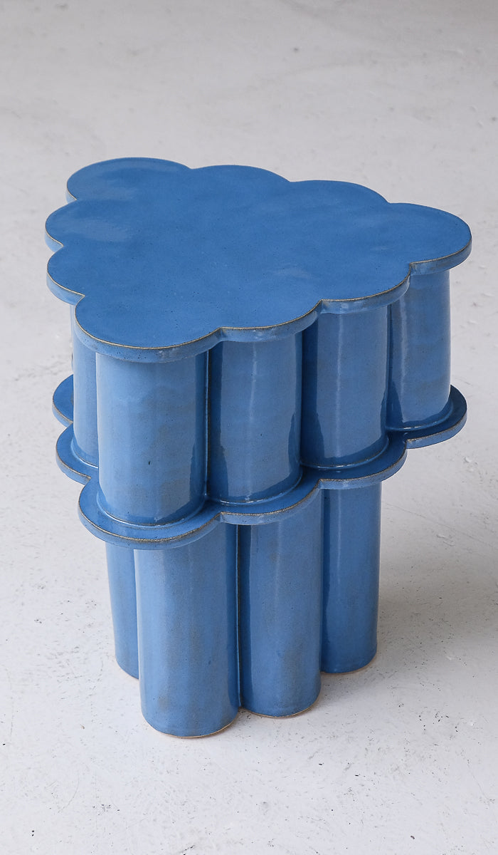 B Zippy Blue Opal Double Tier Ruffle Side Table