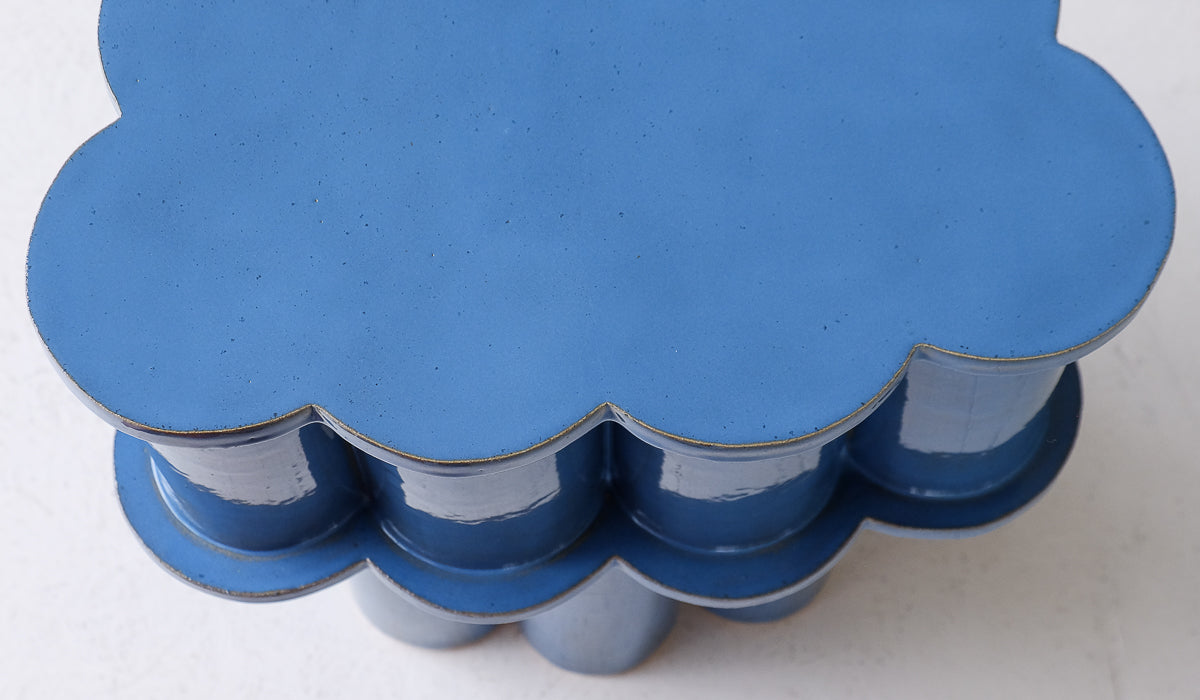 B Zippy Blue Opal Double Tier Ruffle Side Table