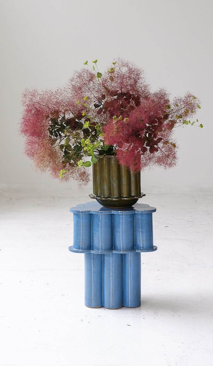 B Zippy Blue Opal Double Tier Ruffle Side Table