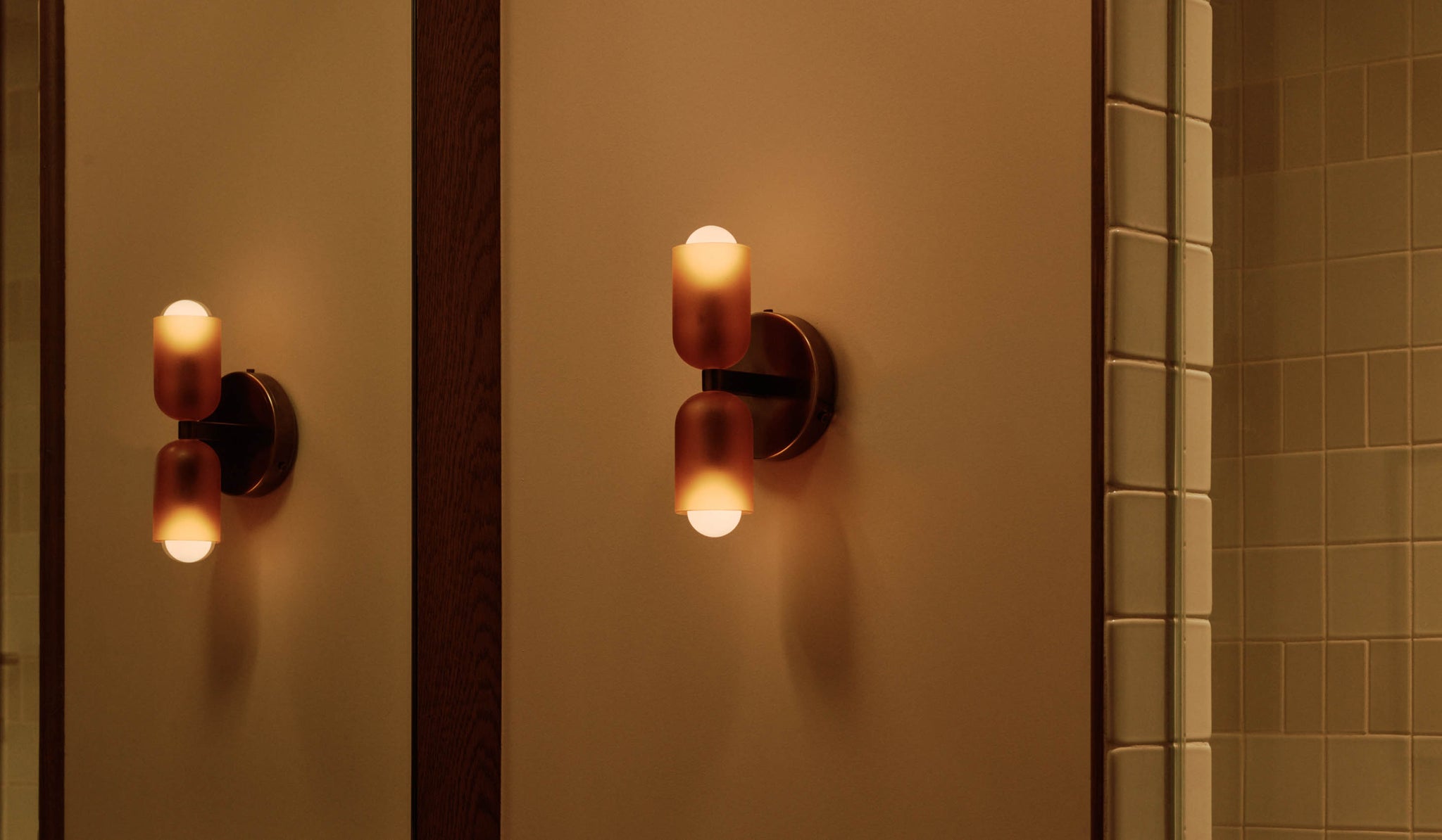 In Common With Sandblasted Amber Glass Up Down Sconce