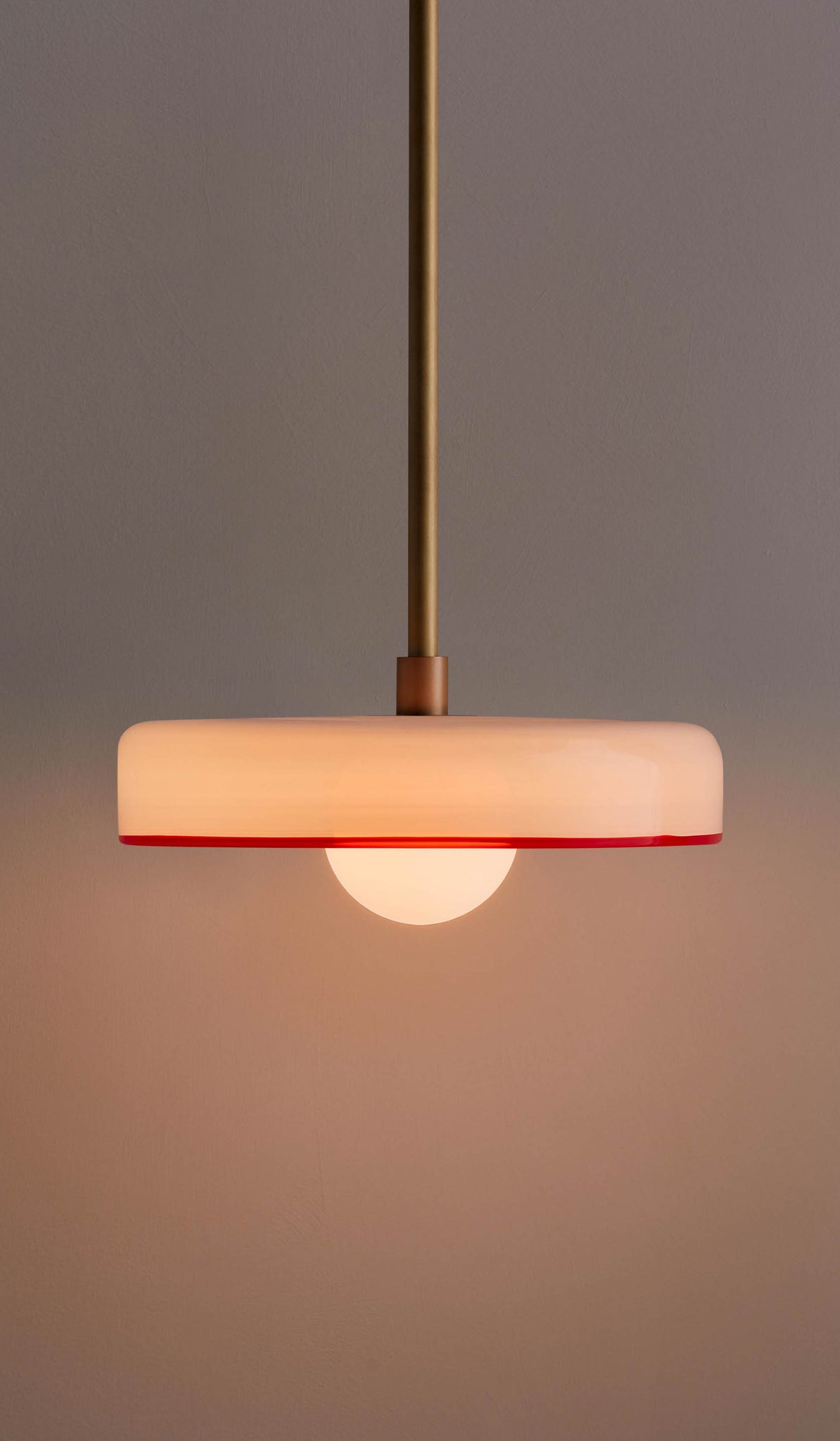 In Common With Opaline Glass Disc Pendant with Red Rim