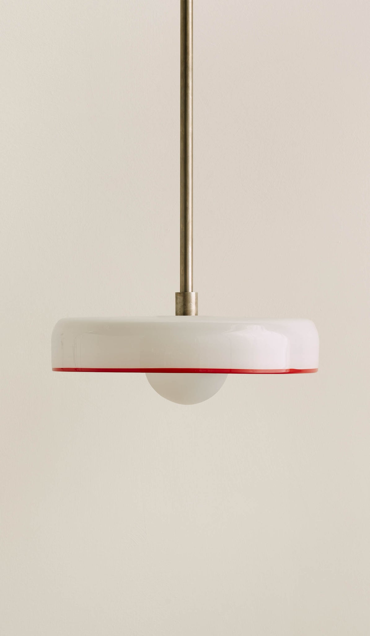 In Common With Opaline Glass Disc Pendant with Red Rim