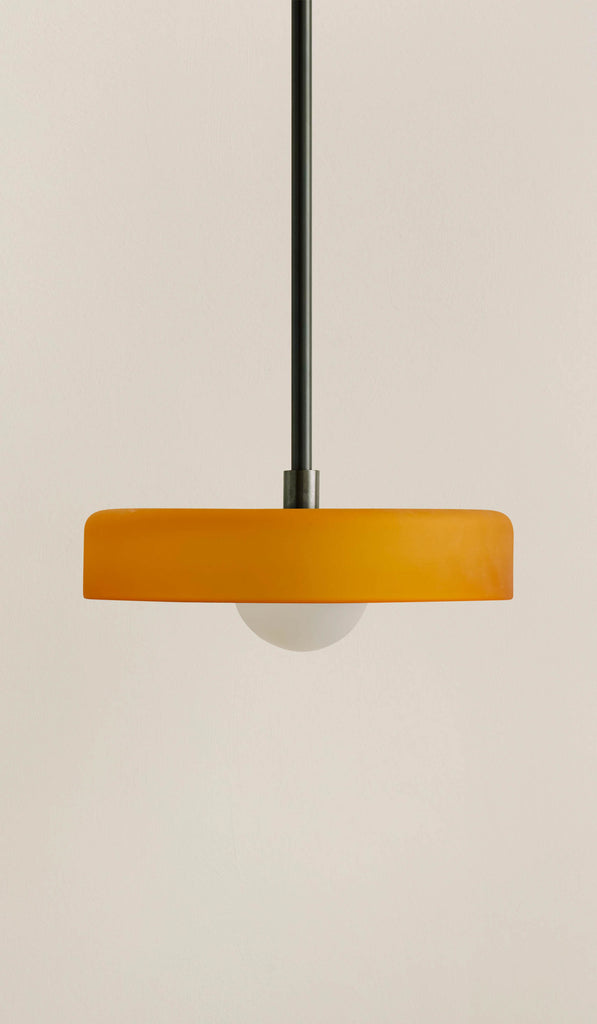 In Common With Sandblasted Amber Glass Disc Pendant