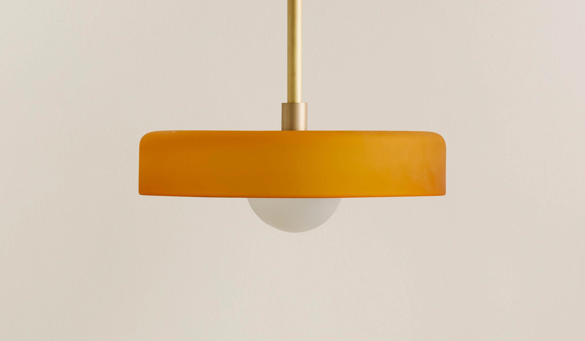 In Common With Sandblasted Amber Glass Disc Pendant
