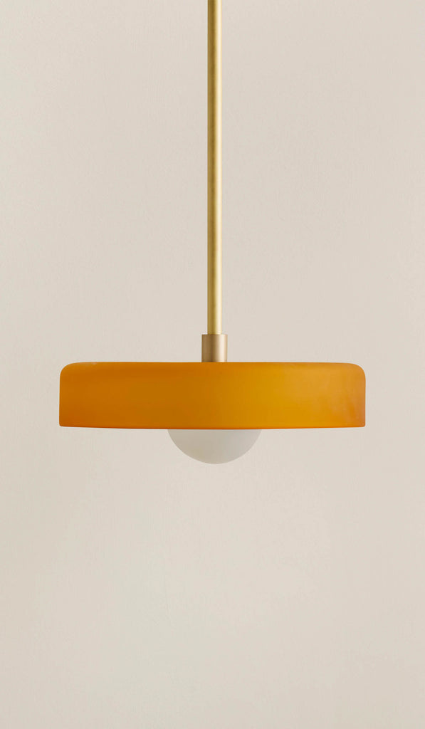 In Common With Sandblasted Amber Glass Disc Pendant