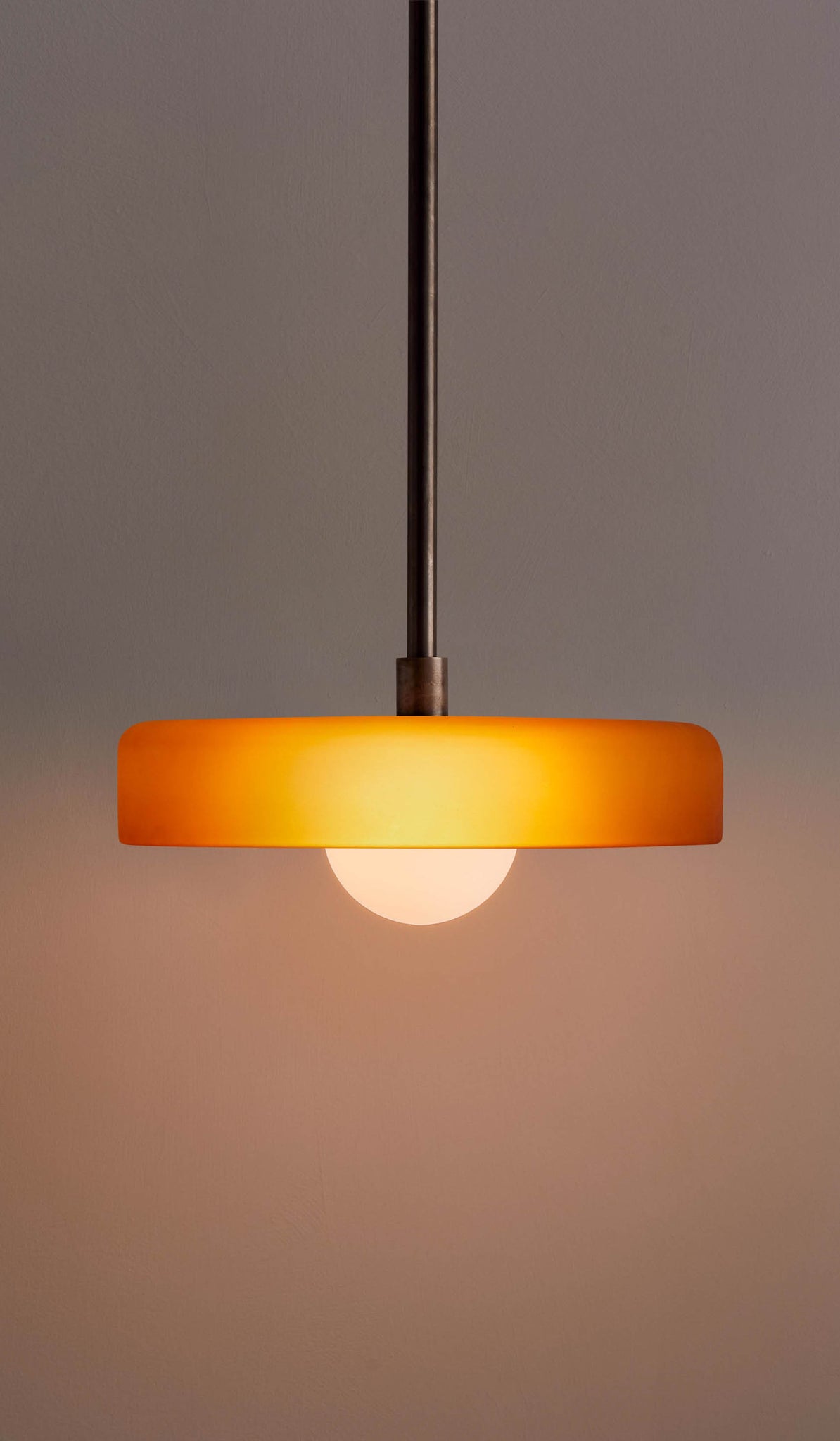 In Common With Sandblasted Amber Glass Disc Pendant