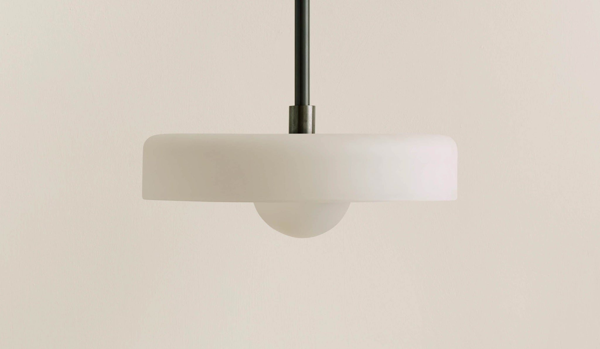 In Common With Sandblasted White Glass Disc Pendant