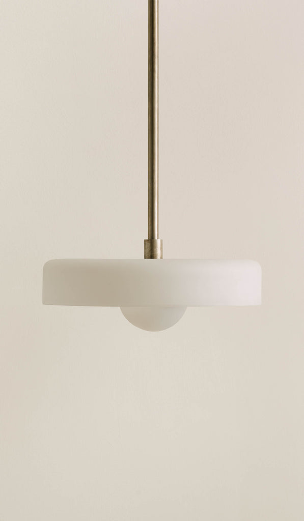 In Common With Sandblasted White Glass Disc Pendant