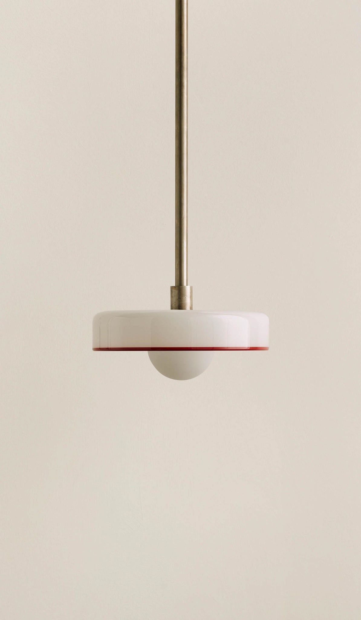 In Common With Opaline Glass Disc Pendant with Red Rim