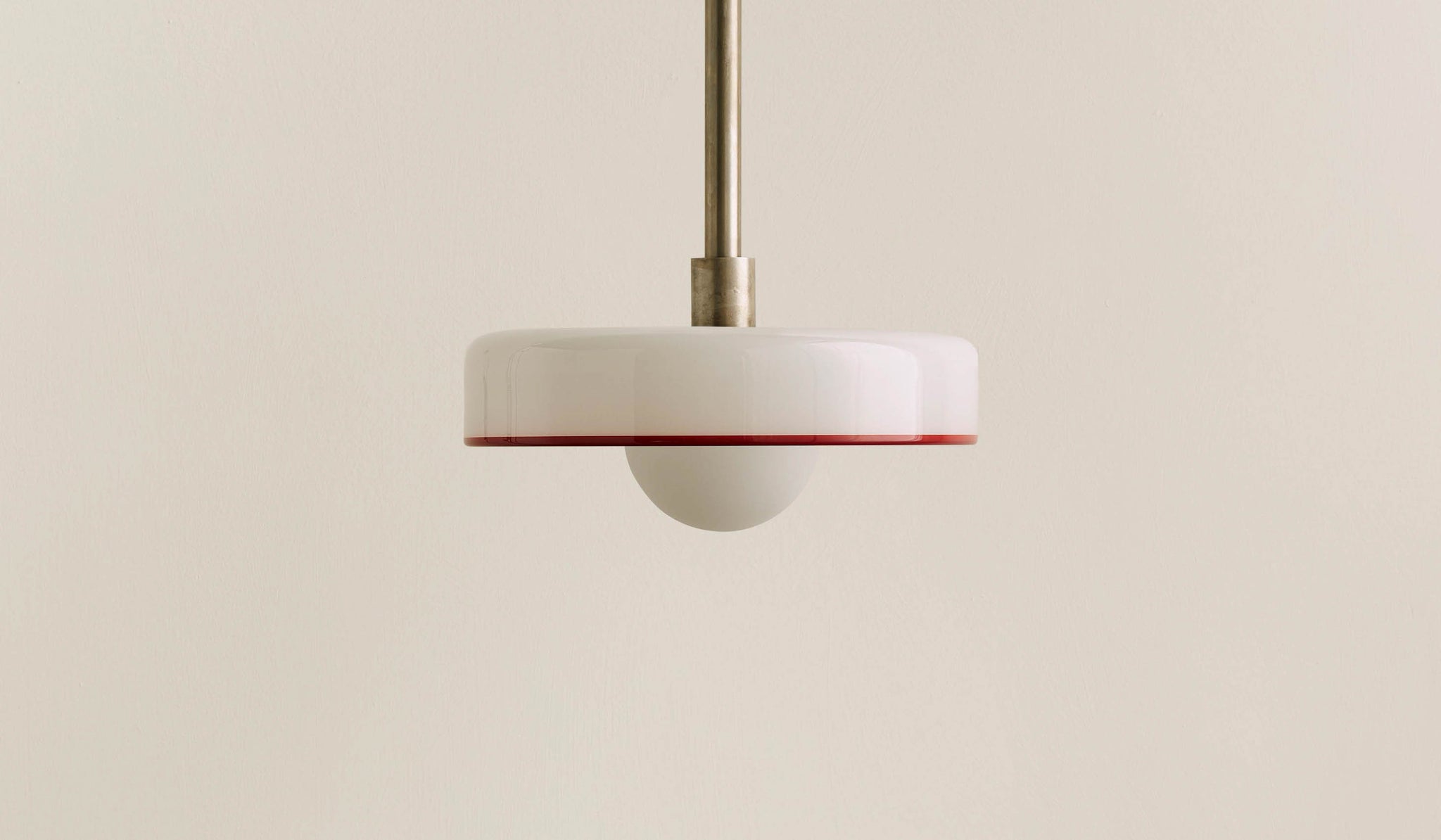 In Common With Opaline Glass Disc Pendant with Red Rim