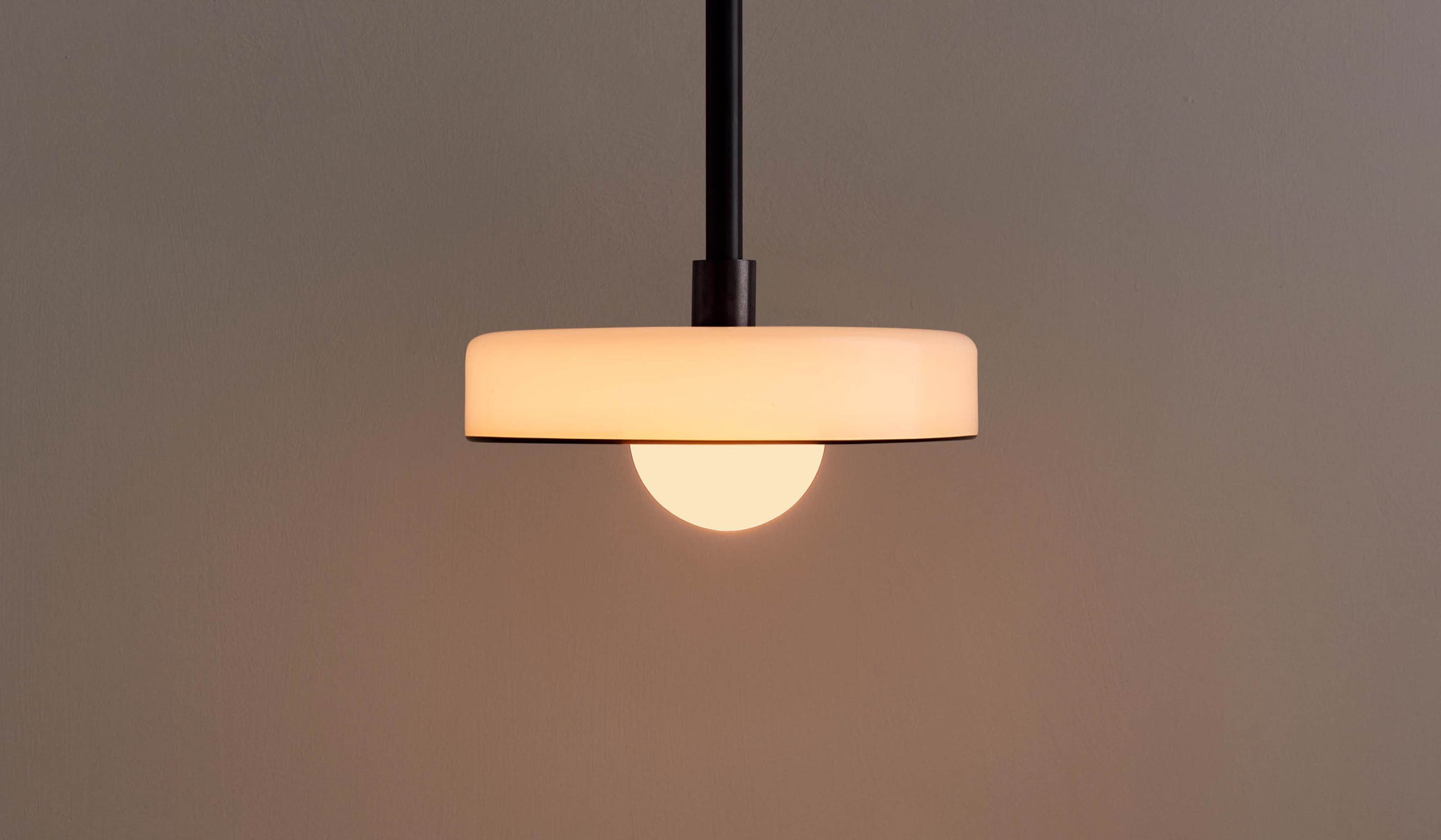 In Common With Opaline Glass Disc Pendant with Pistachio Rim