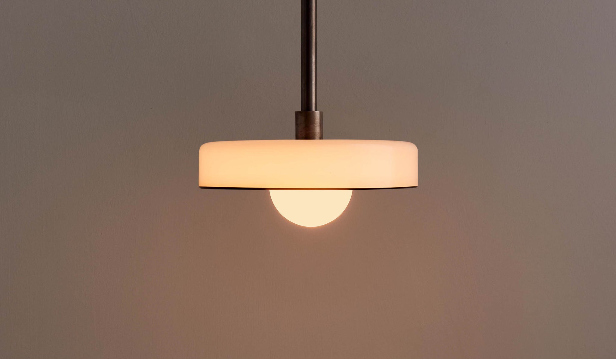 In Common With Opaline Glass Disc Pendant with Pistachio Rim