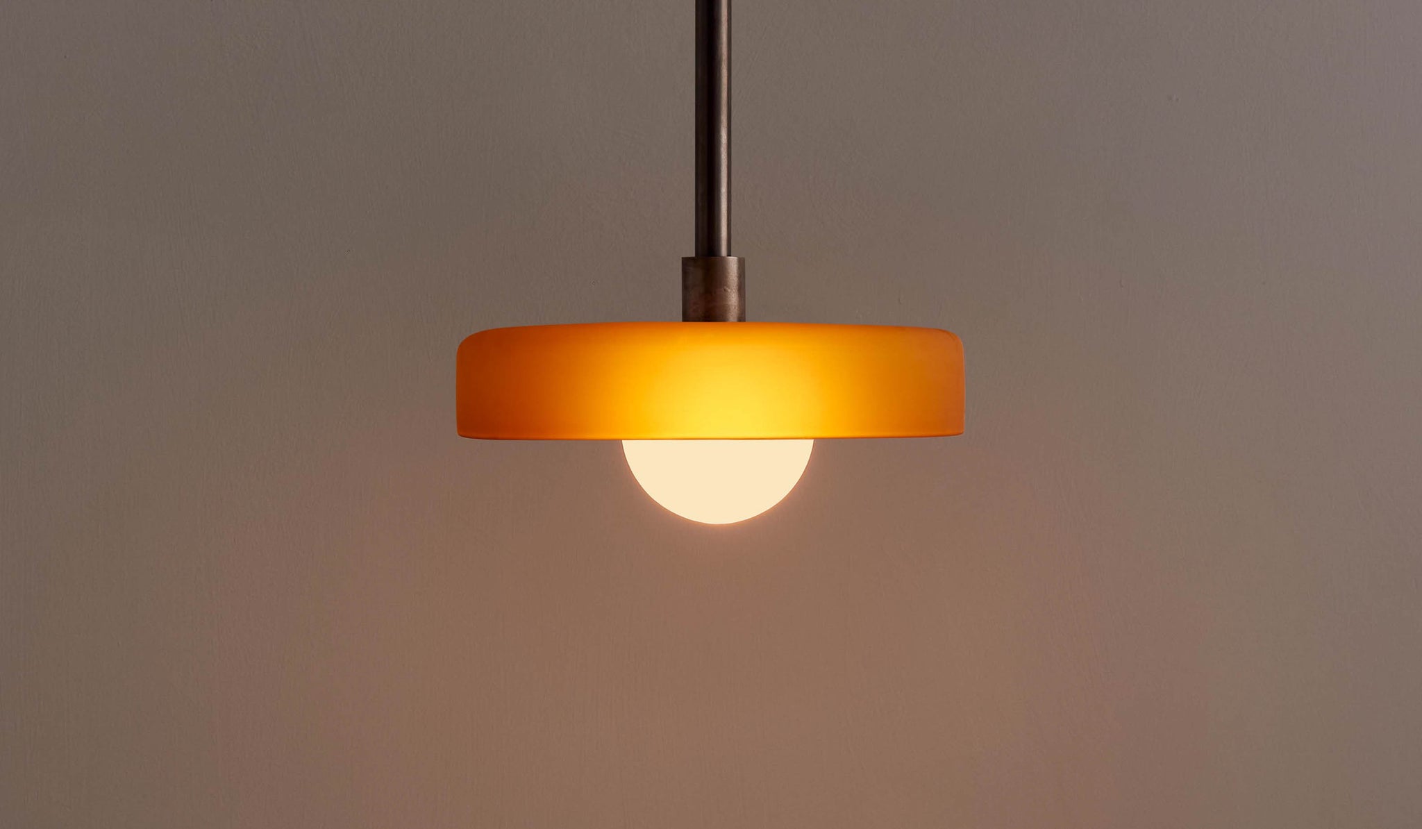 In Common With Sandblasted Amber Glass Disc Pendant