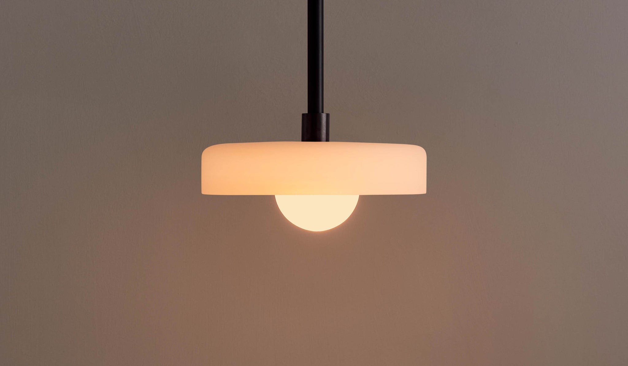 In Common With Sandblasted White Glass Disc Pendant
