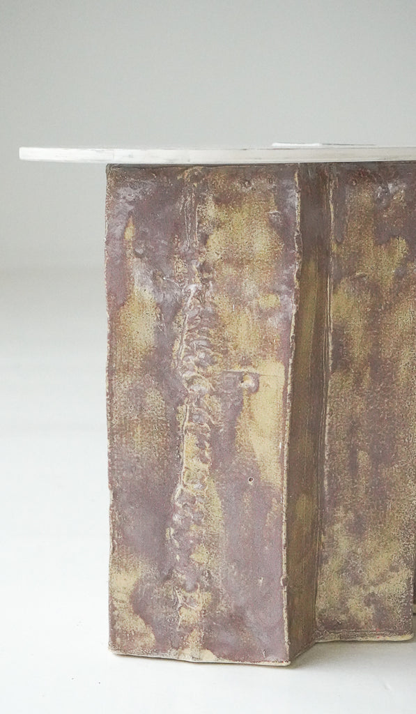 Jordan McDonald Faceted Ceramic Side Table with Blue Tile