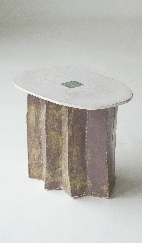 Jordan McDonald Faceted Ceramic Side Table with Blue Tile