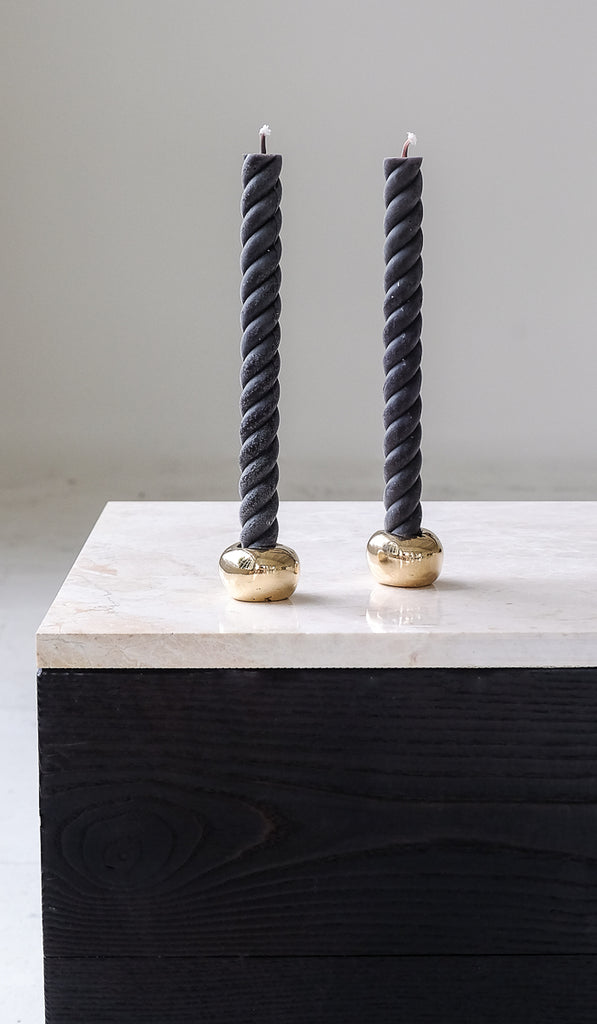 Nancy Pearce Set of 2 Round Cast Bronze Candle Holders