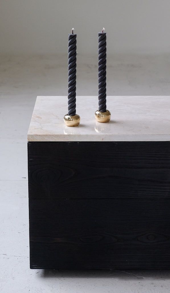 Nancy Pearce Set of 2 Round Cast Bronze Candle Holders