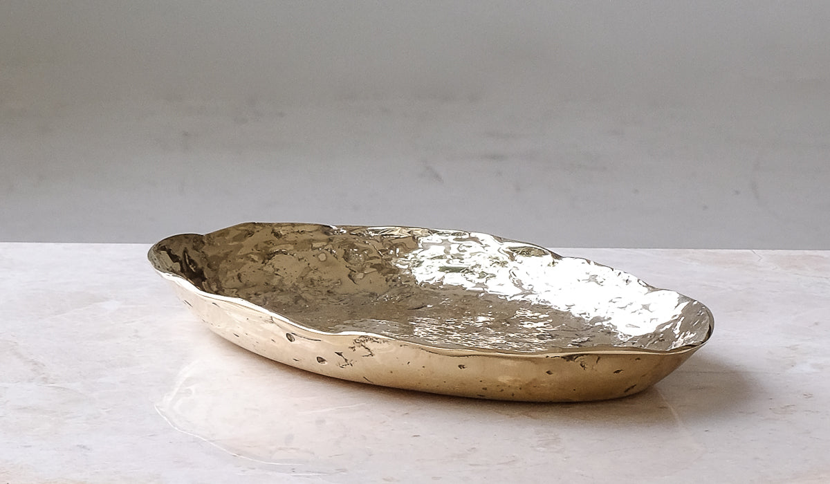 Nancy Pearce Extra Large Oval Furrowed Cast Bronze Bowl
