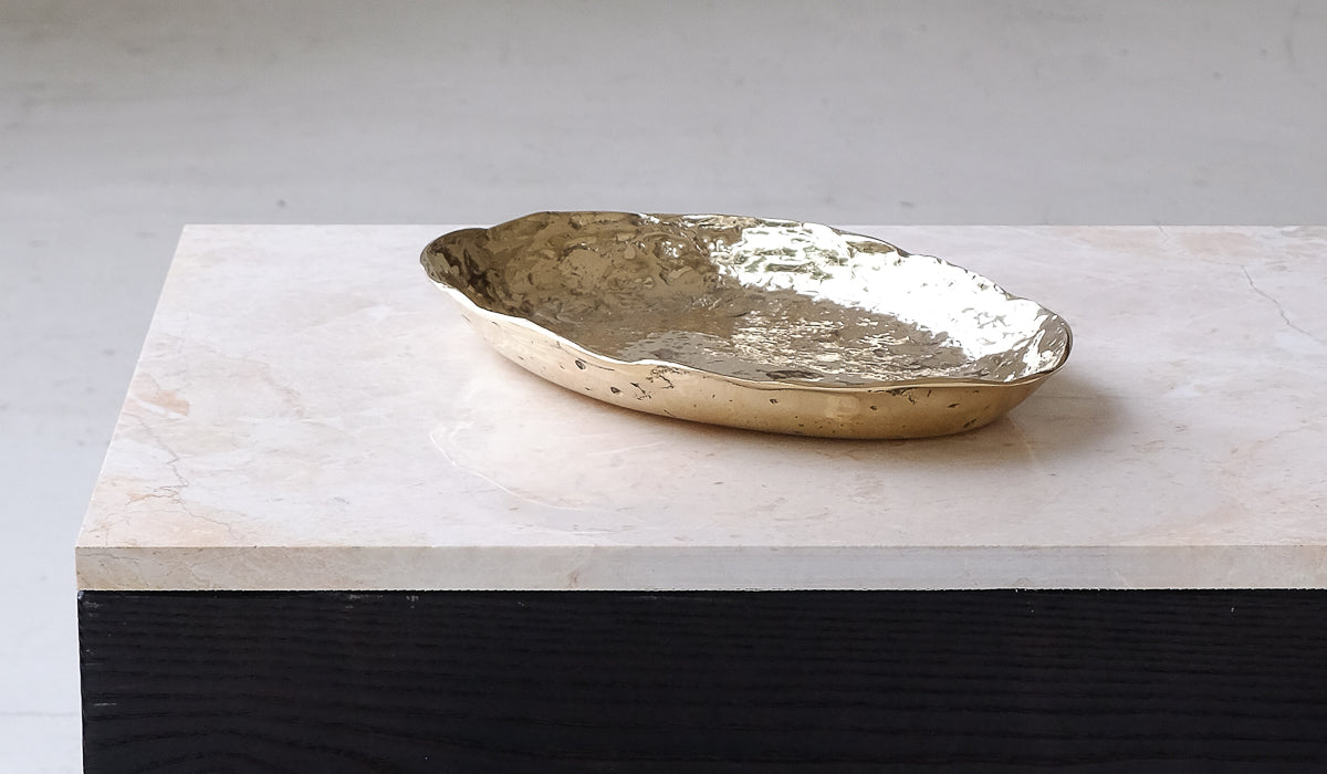 Nancy Pearce Extra Large Oval Furrowed Cast Bronze Bowl