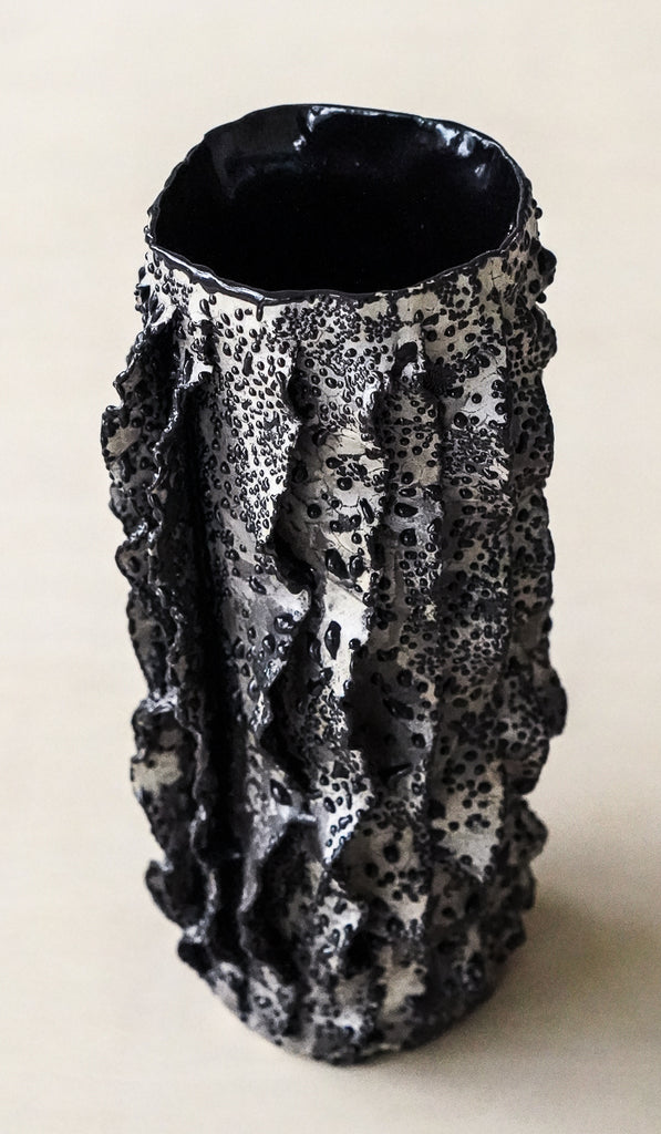 Nathalee Paolinelli Black Lichen Ripple Vase No. 5
