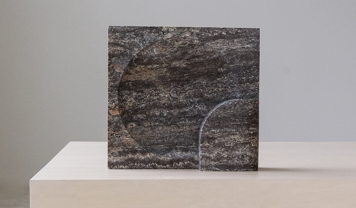 Studio Henry Wilson Black Travertine Block Sconce Table Lamp