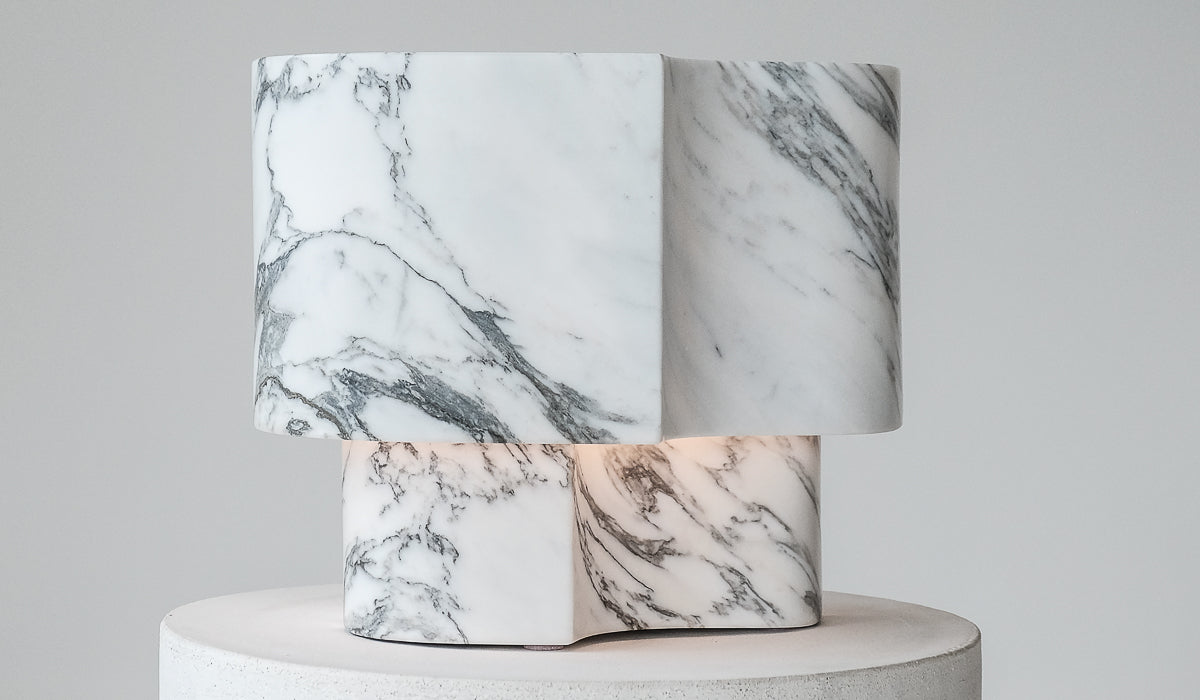 IN STOCK Studio Henry Wilson Arabescato Offset Table Lamp