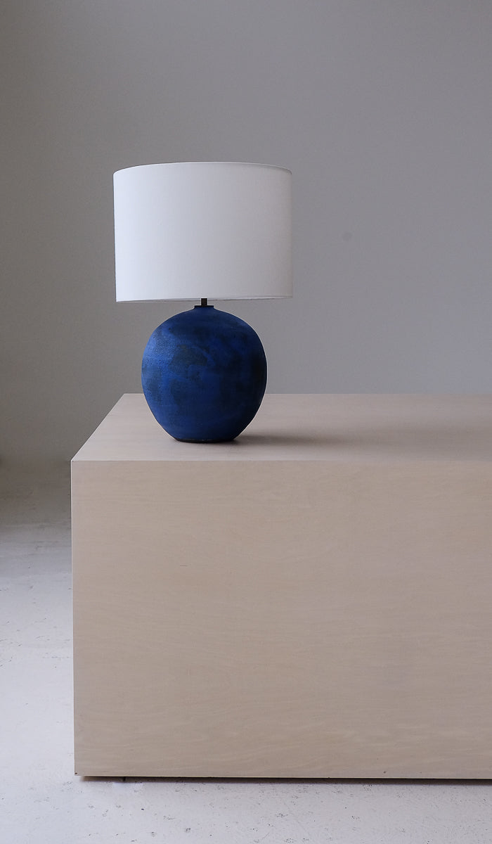 Victoria Morris Brushed Cobalt Large Orb Table Lamp