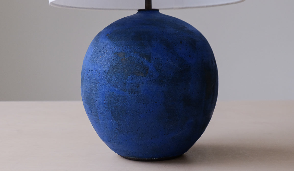 Victoria Morris Brushed Cobalt Large Orb Table Lamp