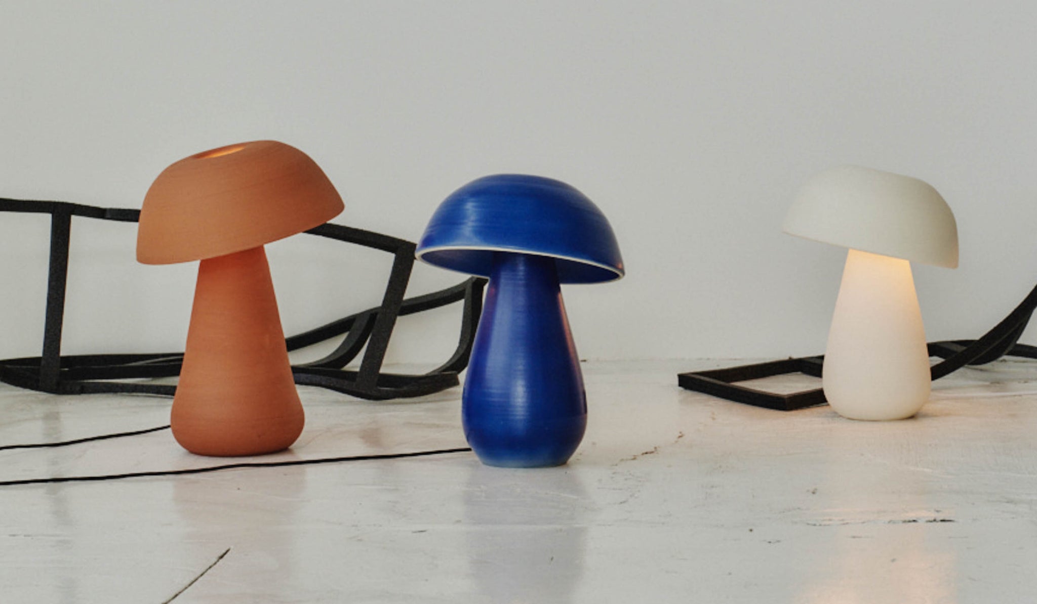 Nicholas Bijan Pourfard Cobalt Blue Mushroom Table Lamp