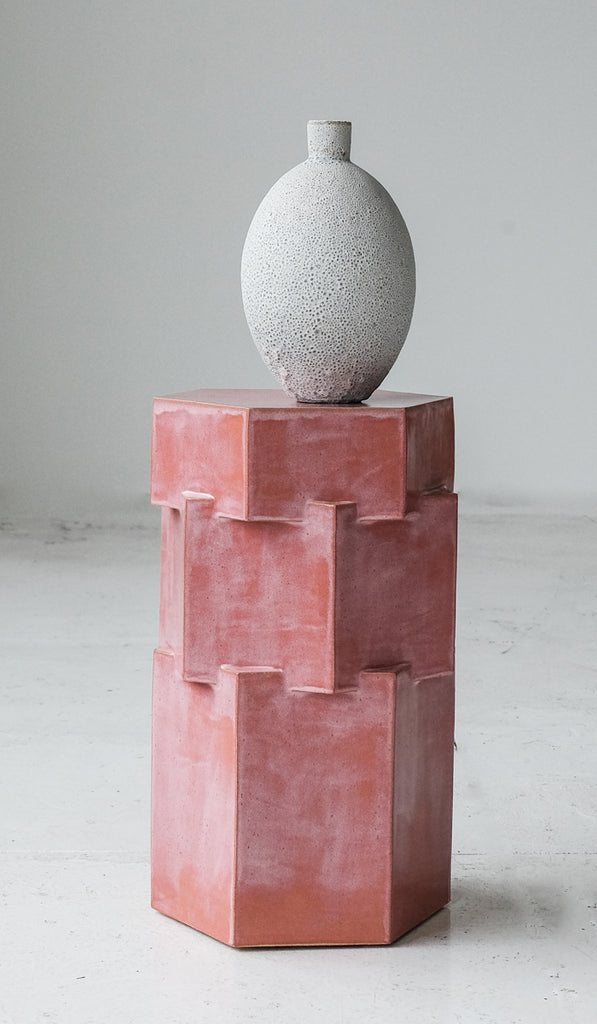 B Zippy Sunset Pink Tall Triple Tier Hex Side Table