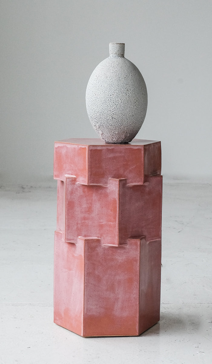 B Zippy Sunset Pink Tall Triple Tier Hex Side Table
