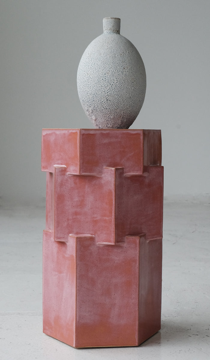 B Zippy Sunset Pink Tall Triple Tier Hex Side Table