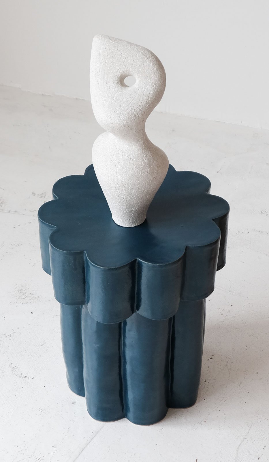 B Zippy Almost Teal Double Tier Cloud Side Table