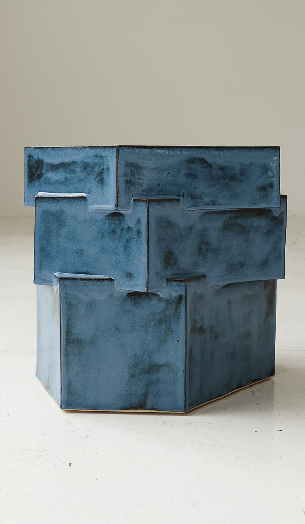 B Zippy Mottled Blue Triple Tier Hex Side Table - Spartan Shop