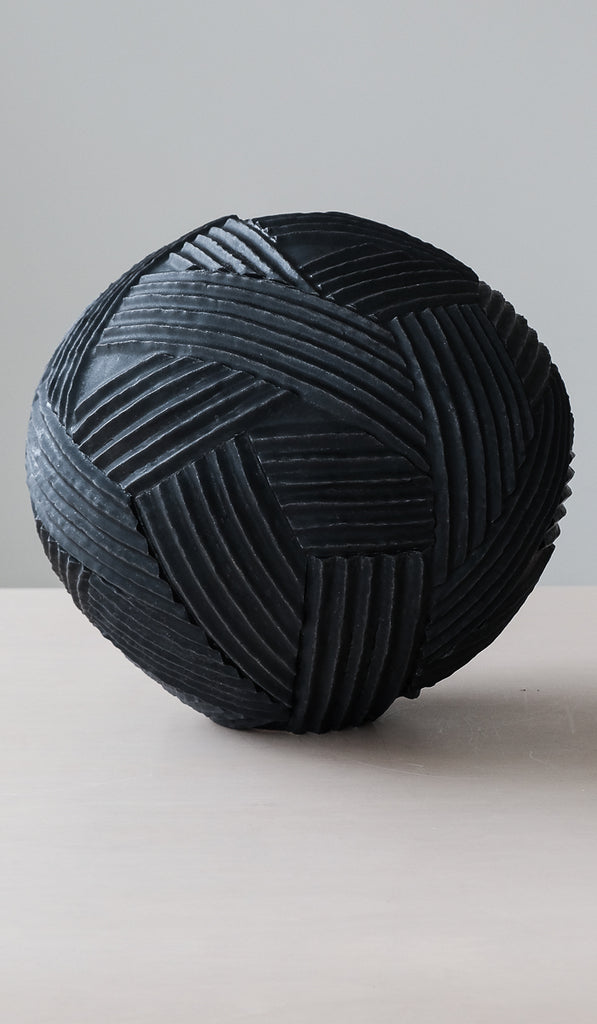 Giselle Hicks Coal Black Sphere Rope Vessel