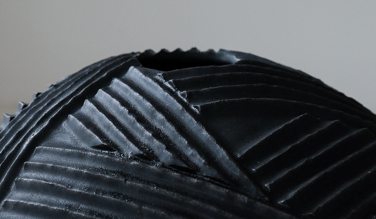 Giselle Hicks Coal Black Sphere Rope Vessel
