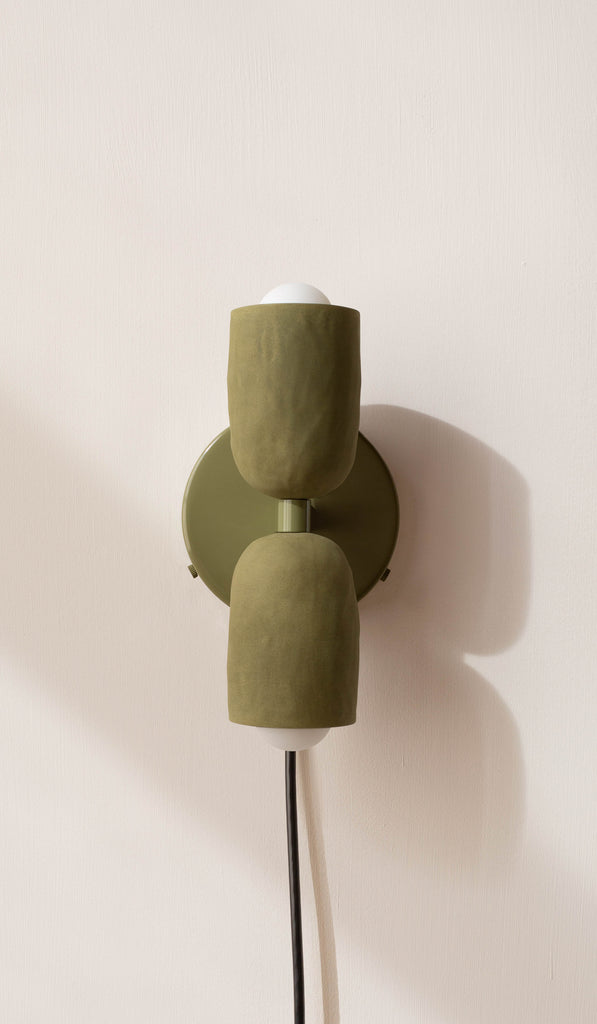 In Common With Ceramic Up Down Sconce - Tonal Hardware - Plug In