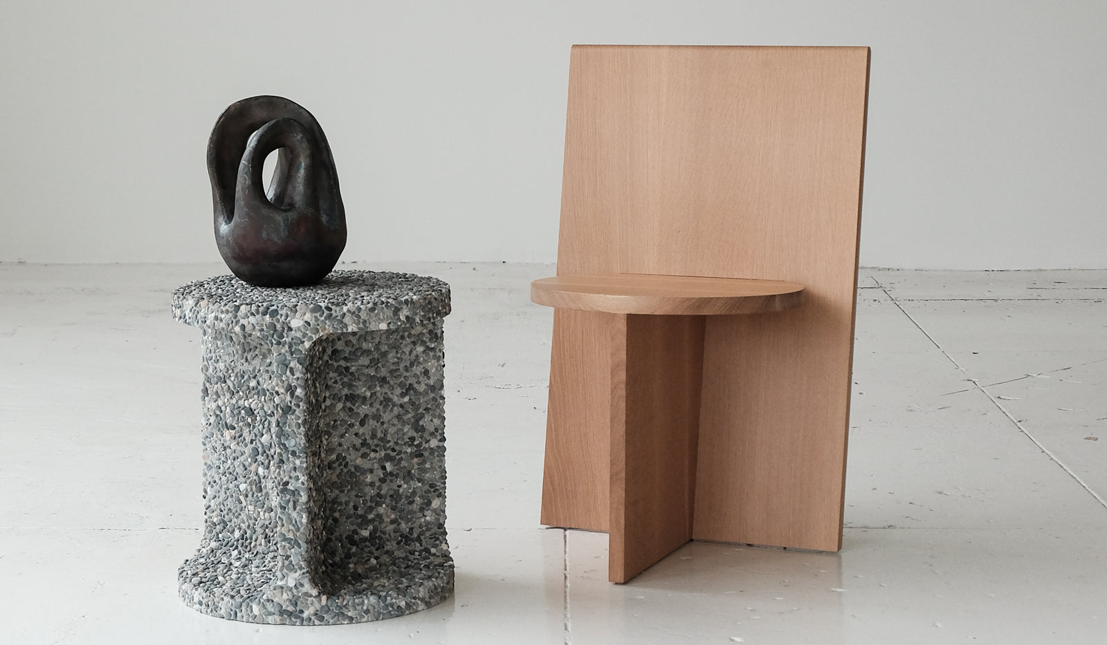 Jeff Martin Joinery Exposed Aggregate Neolith Stool / Side Table