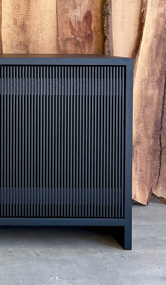 Material Blackened Ash Slatted Credenza