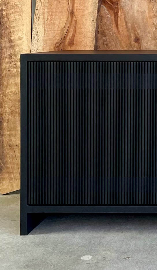 Material Blackened Ash Slatted Credenza