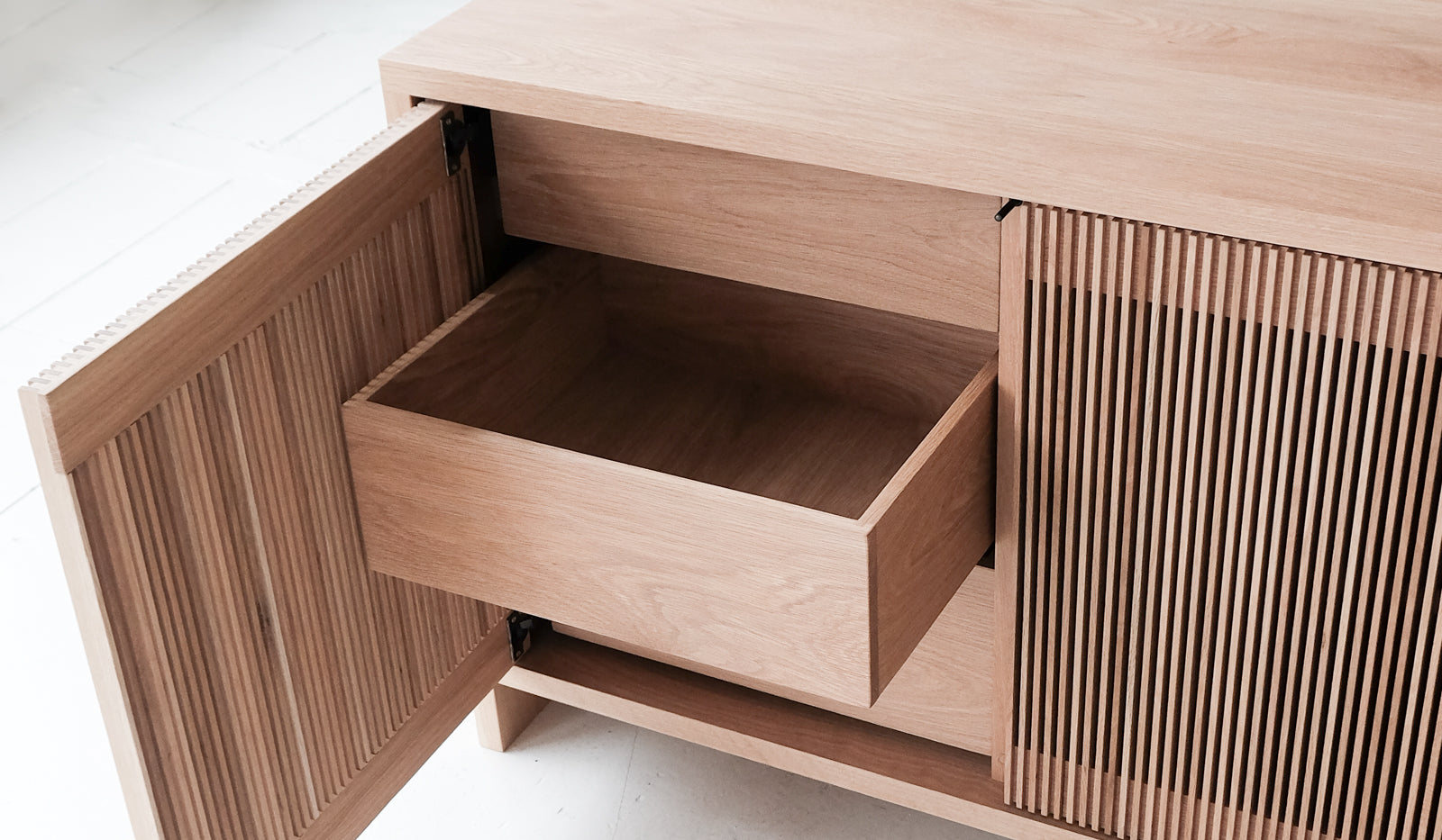 Material Oak Slatted Credenza