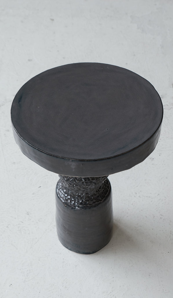 Mother of God Midnight Grey Pedestal Side Table No. 3