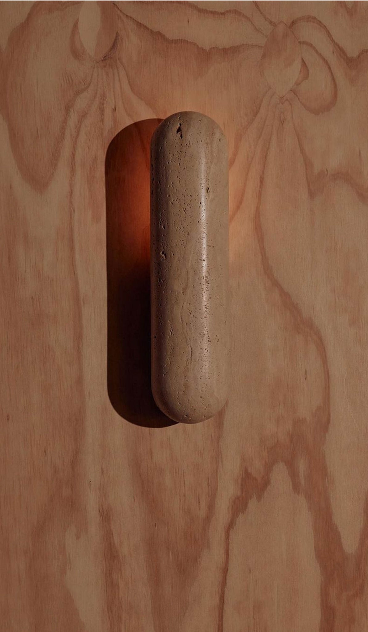 Studio Henry Wilson Classico Travertine with Blackened Cast Bronze Pill Sconce